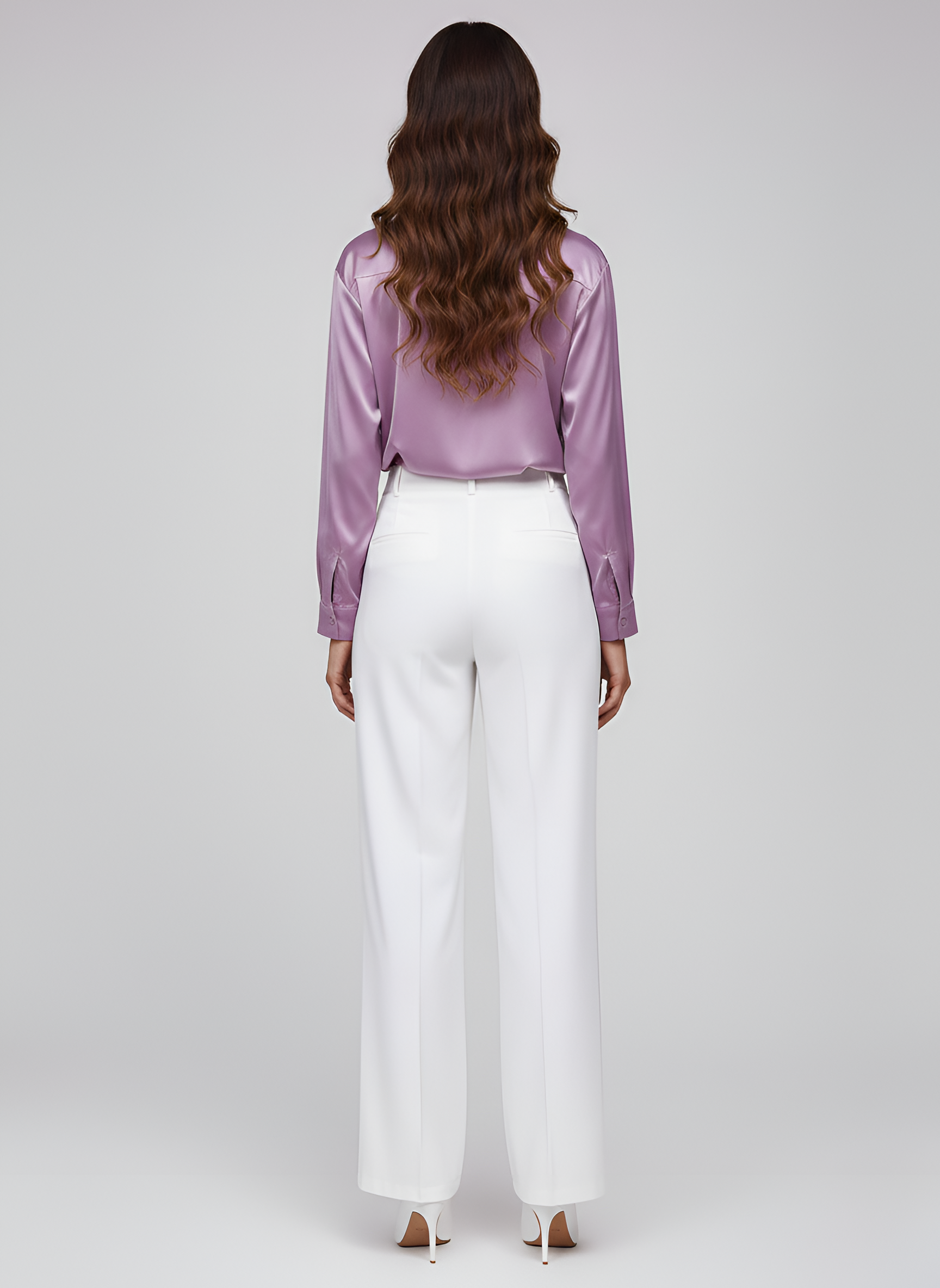 Women's Satin Button-Up Blouse with Long Sleeves