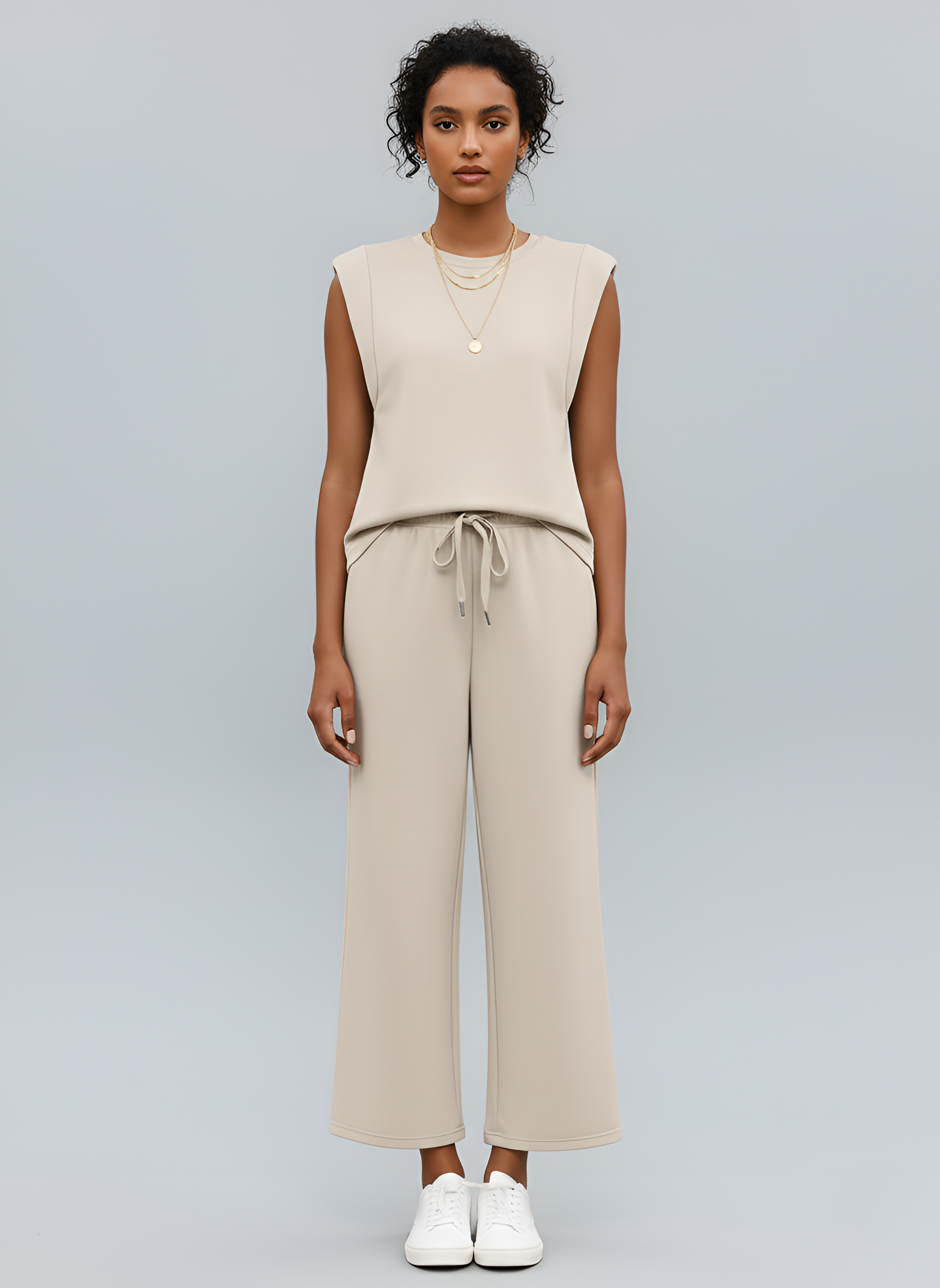 Women's Sleeveless Top and Wide Leg Pants Lounge Set