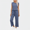 Women's Sleeveless Top and Wide Leg Pants Lounge Set