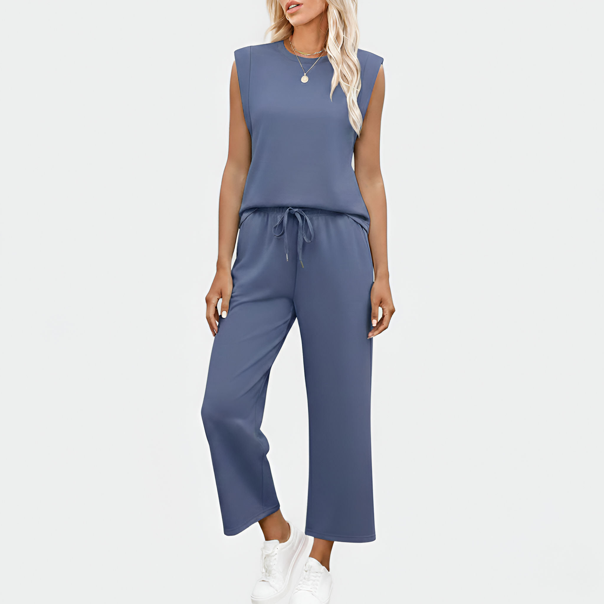 Women's Sleeveless Top and Wide Leg Pants Lounge Set