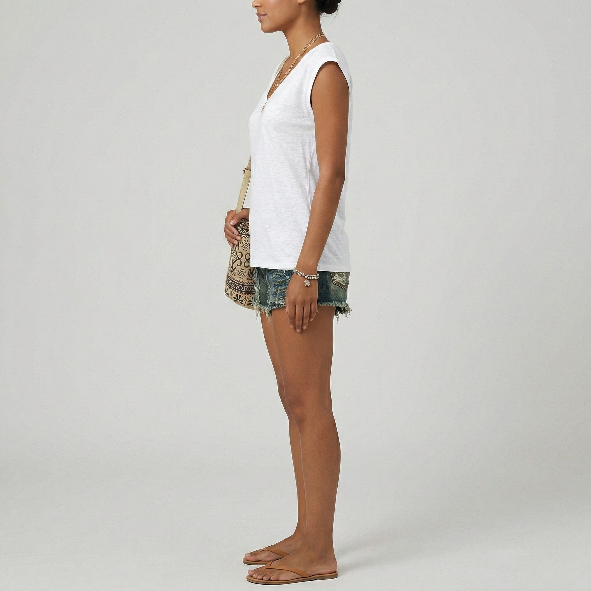 Women's V-Neck Cap Sleeve Cotton T-Shirt