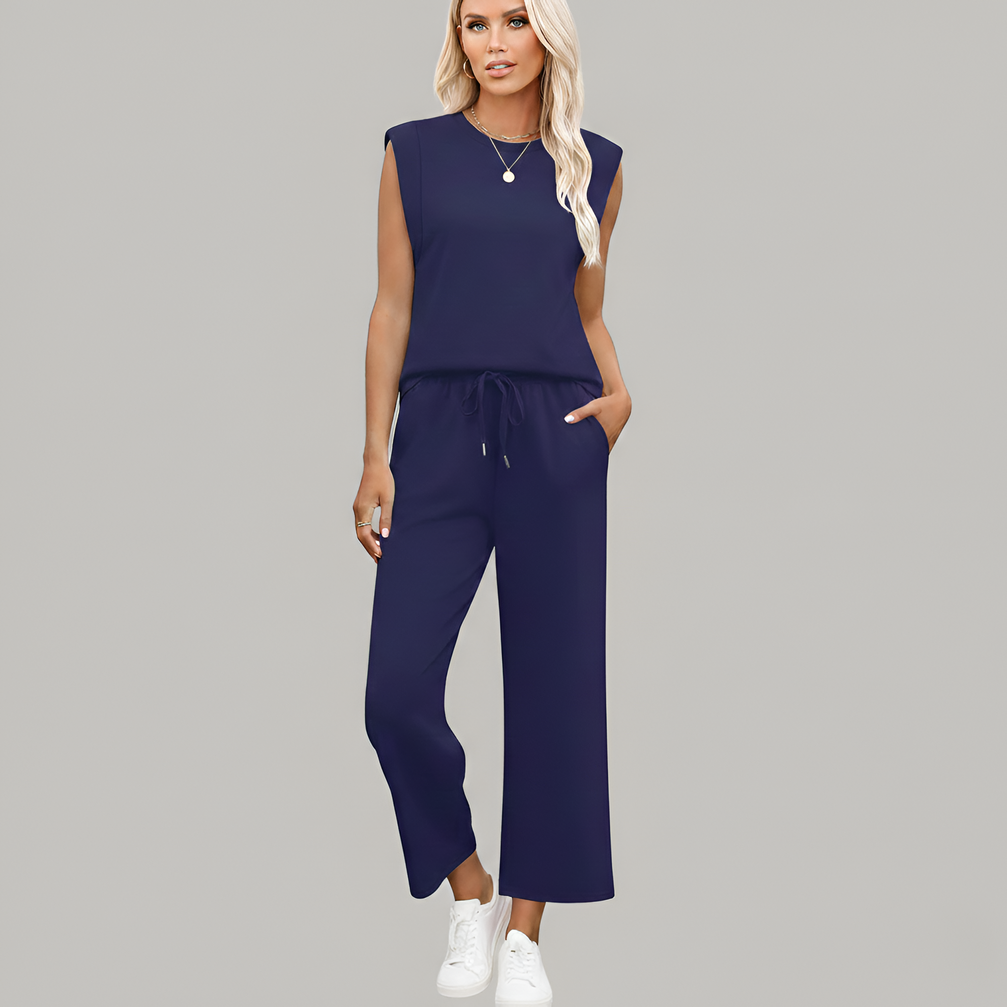 Women's Sleeveless Top and Wide Leg Pants Lounge Set