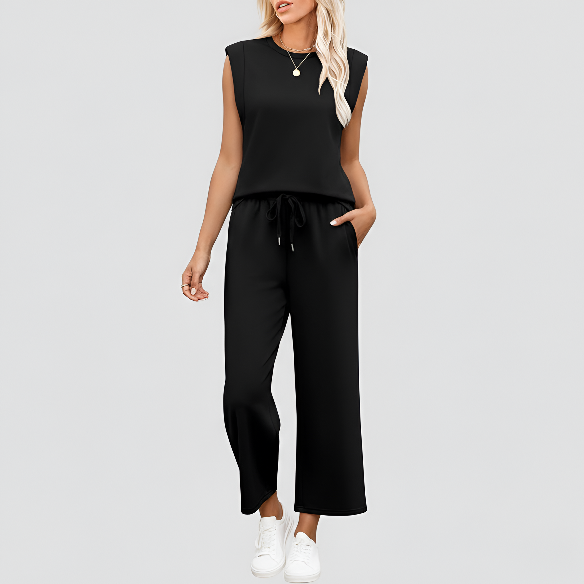Women's Sleeveless Top and Wide Leg Pants Lounge Set