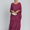 Women's Tiered Maxi Dress with Batwing Sleeves